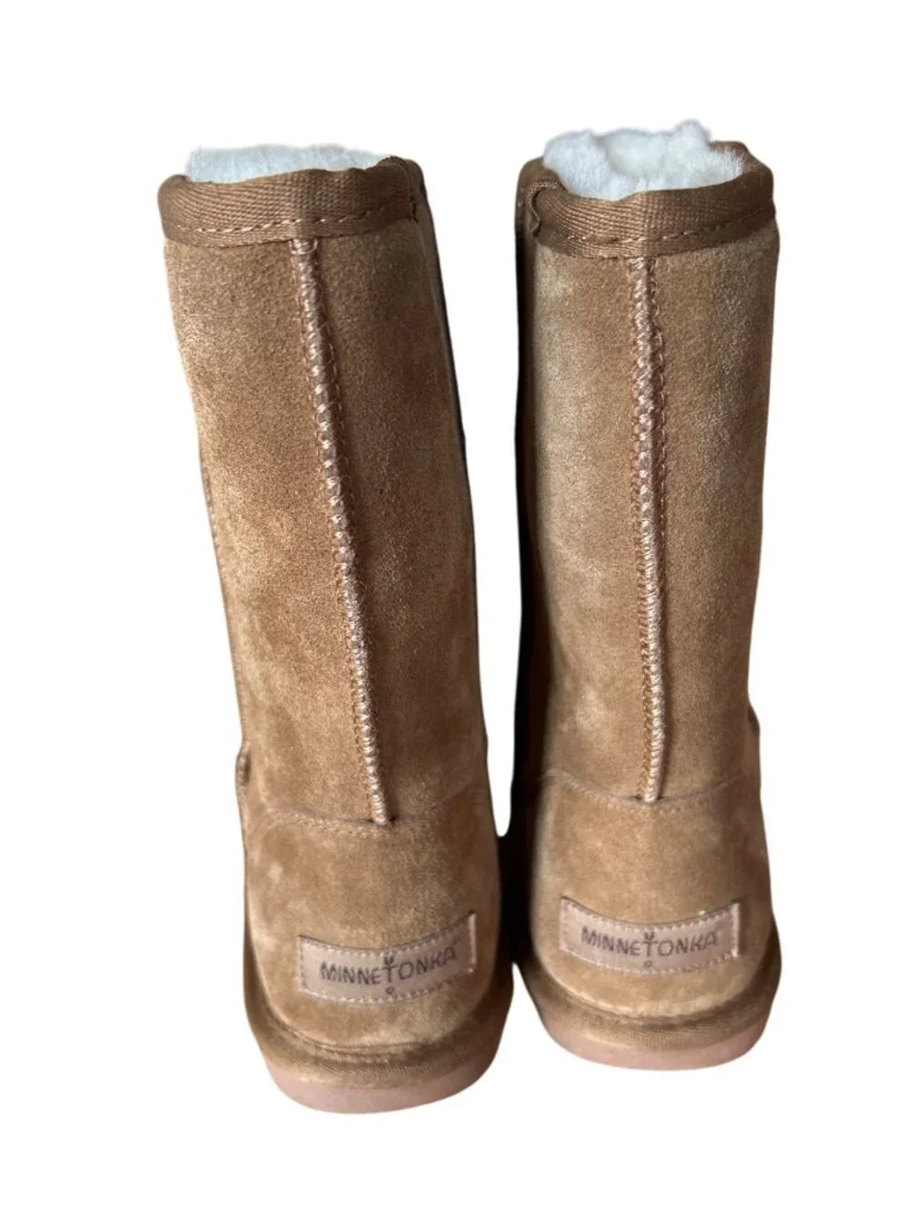 Minnetonka Callahan Short Boots Women's 10 Tan Suede Faux Fur Ankle Boots